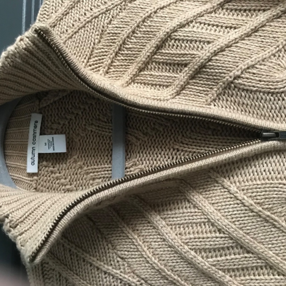 Autumn cashmere beige / camel zip cardigan -M - Picture 3 of 7